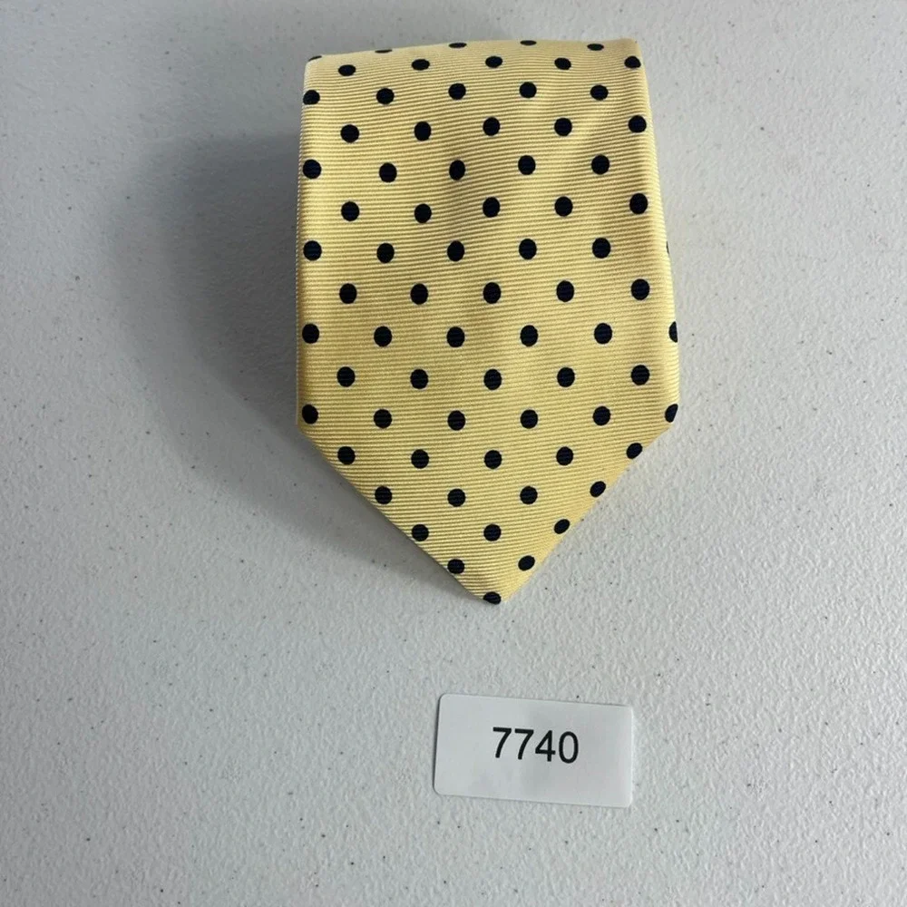 Brooks Brothers Makers Tie Men's All Silk Yellow & Blue Dots Handmade In USA
